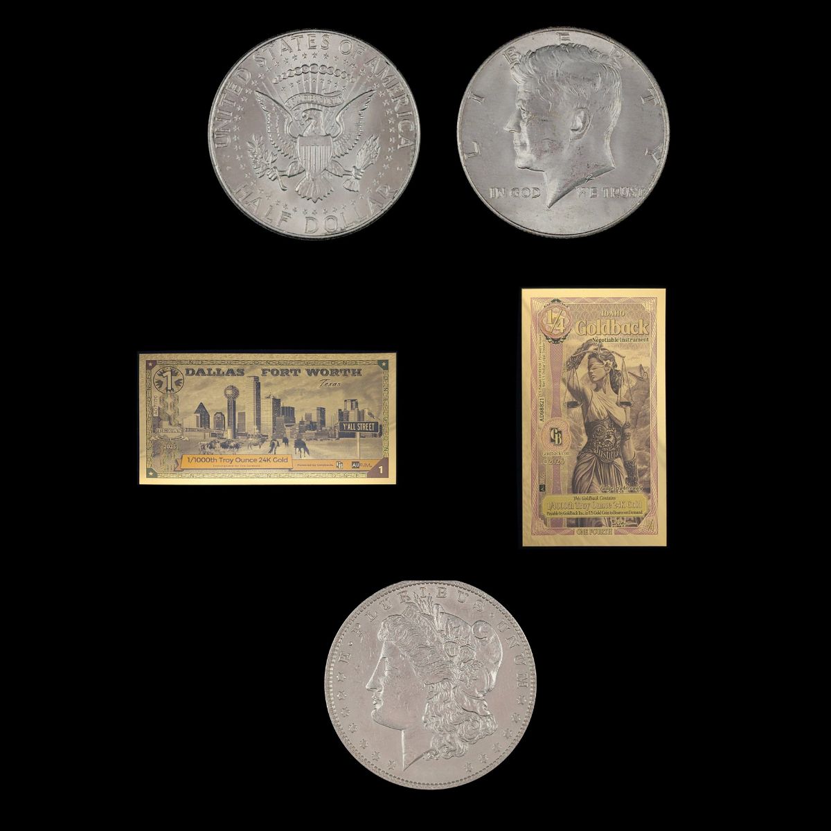 Goldbacks, silver coins, and collectible precious metals available from Friends of Vann.