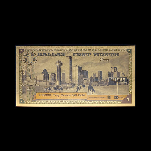 Dallas Fort Worth Texas Goldback on a black cloth