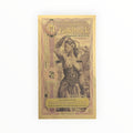 Goldback Idaho negotiable instrument with a woman holding scales on a black background